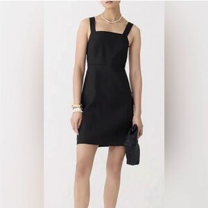 J. Crew Black Sheath Linen Mini Dress Square Neck